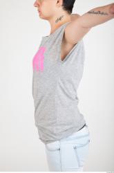 Upper Body Woman Casual Shirt T shirt Slim Studio photo references